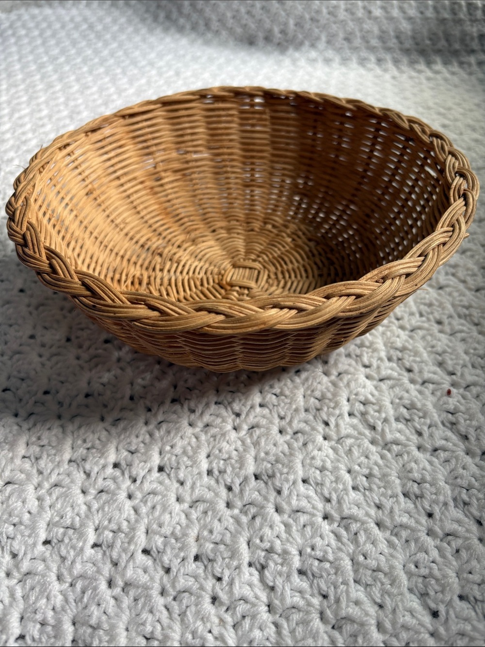 Vintage Boho Woven Round Wicker Natural Brown Decorative Basket Home Accents 3"!